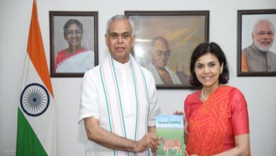 Gujarat Guv meets India’s Ambassador to Japan, Air Marshal in Gandhinagar