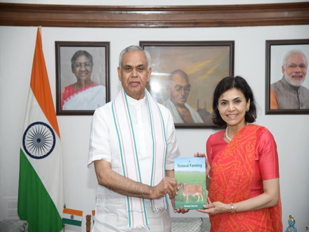 Gujarat Guv meets India’s Ambassador to Japan, Air Marshal in Gandhinagar
