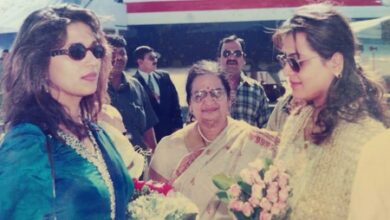 Shilpa Shirodkar poses with Madhuri Dixit in an old pic from the 90s