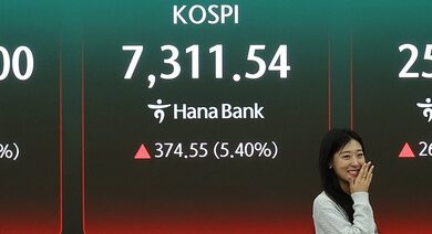 Seoul shares up 6 pc to over 7,300 on hopes for peace in Middle East