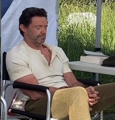 Hugh Jackman caught ‘meditating or napping’ between shots on ‘The Sheep Detectives’ set
