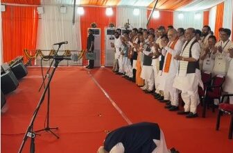 PM Modi bows before people of Bengal while attending Suvendu Adhikari’s oath ceremony