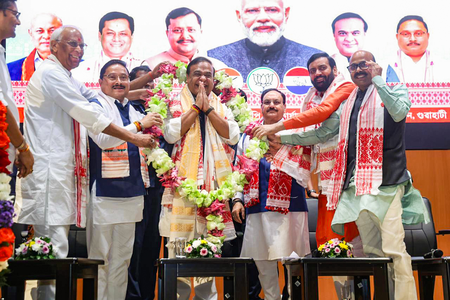 Himanta Sarma stakes claim to form next Assam govt, oath ceremony on May 12
