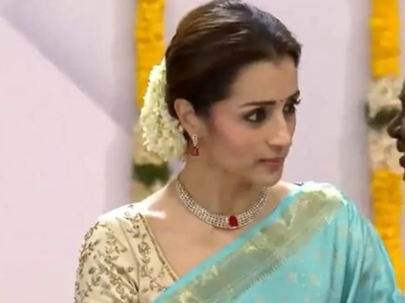 ‘Show stealer’: Co-star Trisha in spotlight at TN swearing in ceremony as Vijay’s wife, kids absent