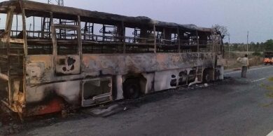 Narrow escape for 36 passengers as bus catches fire in Andhra’s Prakasam