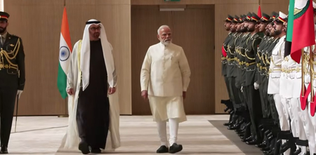 PM Modi accorded guard of honour on arrival in Abu Dhabi
