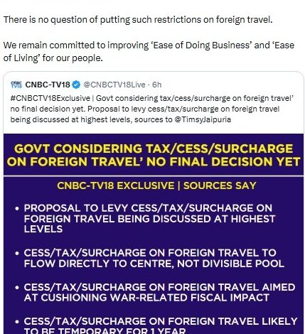 PM Modi refutes CNBC-TV18 report on govt considering levy on foreign travel