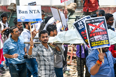 NSUI protests in Delhi over NEET paper leak; seeks Dharmendra Pradhan’s resignation, ban on NTA