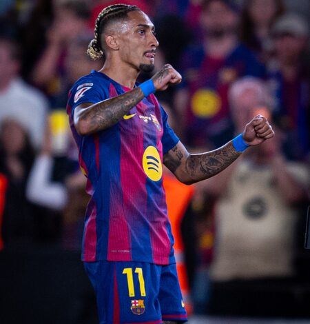 Raphinha double powers Barcelona to historic home record