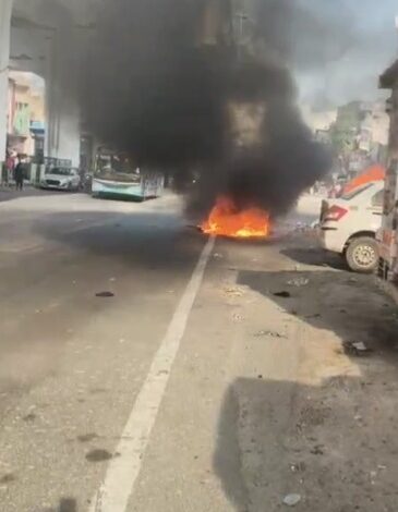 Car catches fire near Bhajanpura metro station in Delhi; driver escapes unhurt