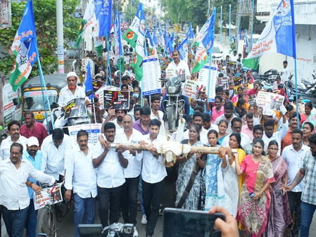 YSR Congress holds protests across Andhra Pradesh over petrol price hike