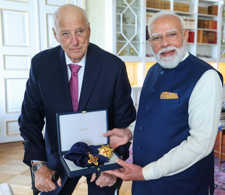 PM Modi conferred with 32nd global honour — Grand Cross of Royal Norwegian Order of Merit PM Modi conferred with 32nd global honour — Grand Cross of Royal Norwegian Order of Merit