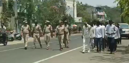 Telangana: Warangal police parade rowdy sheeters on roads Telangana: Warangal police parade rowdy sheeters on roads