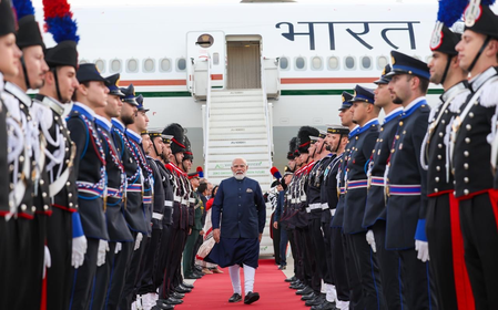 PM Modi arrives in Italy, scripting a new chapter in India-Italy Strategic Partnership PM Modi arrives in Italy, scripting a new chapter in India-Italy Strategic Partnership