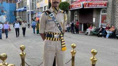 Shimla’s ceremonial police force keeps pedestrian flow in check on the Mall