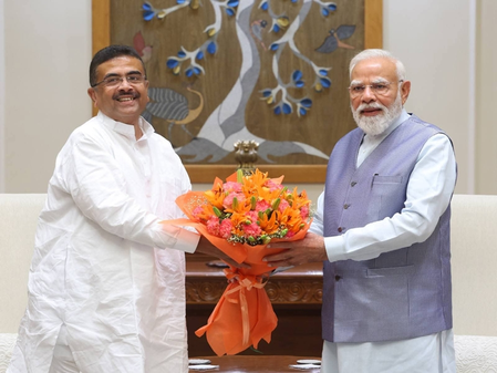 Suvendu Adhikari meets PM Modi in first Delhi visit as CM, says Centre committed to Bengal’s development
