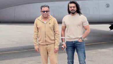 A. R. Rahman poses with ‘Peddi’ Ram Charan as duo head to Bhopal