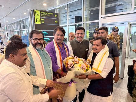 Karnataka BJP leaders welcome party chief Nitin Nabin at Bengaluru airport Karnataka BJP leaders welcome party chief Nitin Nabin at Bengaluru airport