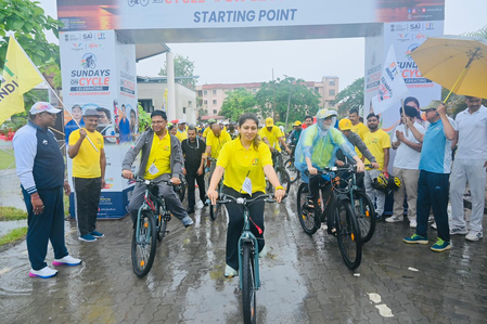 Fit India Sundays on Cycle: Raksha Khadse leads CWG 2030 celebration at IIT Guwahati Fit India Sundays on Cycle: Raksha Khadse leads CWG 2030 celebration at IIT Guwahati