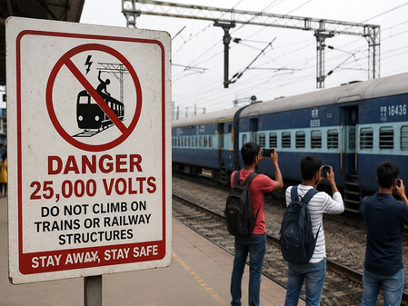 Selfie attempt turns dangerous: Railways caution against reels, selfies on trains Selfie attempt turns dangerous: Railways caution against reels, selfies on trains