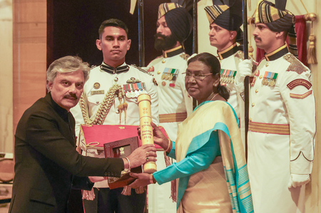President Murmu honours Dharmendra, Harmanpreet Kaur, Uday Kotak with Padma Awards President Murmu honours Dharmendra, Harmanpreet Kaur, Uday Kotak with Padma Awards