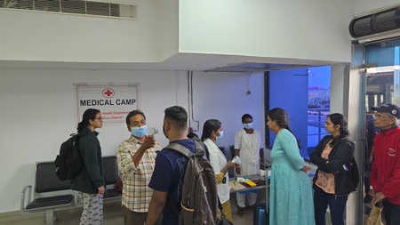 Preventive screening of international passengers for Ebola at Vijayawada airport Preventive screening of international passengers for Ebola at Vijayawada airport