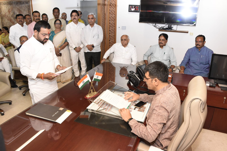 Harshad Parmar takes oath as MLA after BJP retains Umreth seat in Gujarat bypoll Harshad Parmar takes oath as MLA after BJP retains Umreth seat in Gujarat bypoll