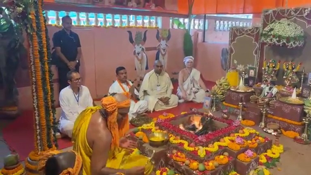 Bengal CM Adhikari performs puja at ISKCON Mayapur temple