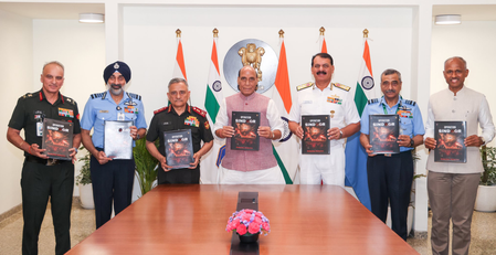 Defence Minister Singh releases commemorative book with testimonies of 100 soldiers on ‘Op Sindoor’