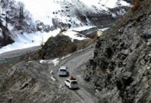 Driver & helper escape miraculously as truck drops into 400-ft-deep gorge near Zojila Pass