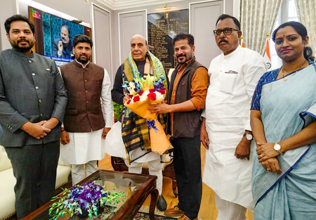Telangana CM thanks Defence Minister for approval to Gandhi Sarovar Project Telangana CM thanks Defence Minister for approval to Gandhi Sarovar Project