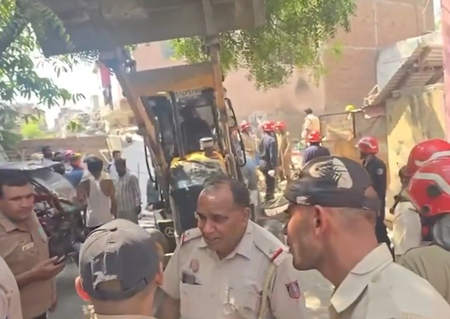 Suspected cylinder blast triggers building collapse in Delhi’s Mukundpur, six injured
