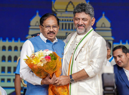 Shivakumar sworn in as K’taka CM; Parameshwara Deputy CM with 12 Ministers (Lead)