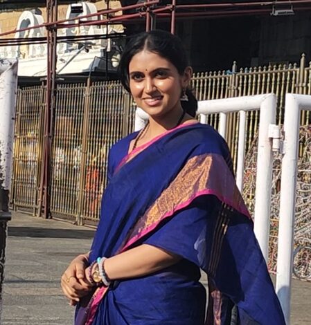 ‘Sairat’ actress Rinku Rajguru offers prayers at the revered Srivari temple in Tirumala