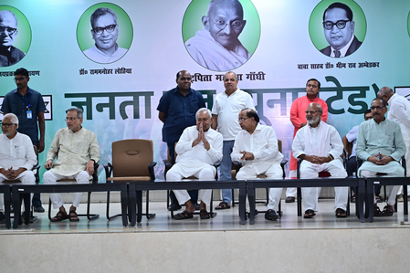 Former Bihar CM Nitish Kumar visits JD-U office, interacts with party workers