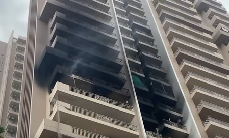 Massive fire in Noida Sector 74 society flat; rescue Ops underway