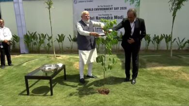 Gujarat: PM Modi plants sapling on World Environment Day, reviews projects in Surat