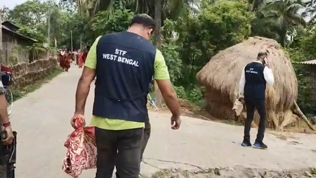 Bengal STF recovers arms cache from pond linked to Trinamool leader in Sandeshkhali Bengal STF recovers arms cache from pond linked to Trinamool leader in Sandeshkhali