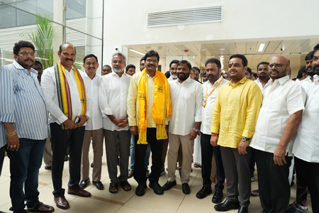 Three candidates of TDP file nominations for Rajya Sabha polls Three candidates of TDP file nominations for Rajya Sabha polls