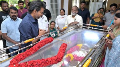 TN Chief Minister Vijay pays homage to legendary Tamil film director Bharathiraja TN Chief Minister Vijay pays homage to legendary Tamil film director Bharathiraja