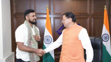 Indian Basketball player Ulhas K.S felicitated by Uttarakhand CM Pushkar Singh Dhami