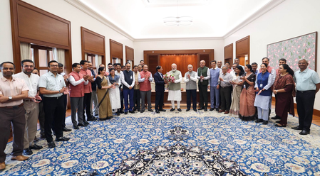 PMO staff congratulates PM Modi on becoming country’s longest-serving PM PMO staff congratulates PM Modi on becoming country’s longest-serving PM