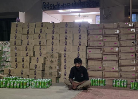 Gujarat Police seizes liquor valued at Rs 1.49 crore on Ahmedabad expressway Gujarat Police seizes liquor valued at Rs 1.49 crore on Ahmedabad expressway
