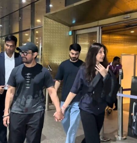 Aamir Khan and to-be-wife Gauri Spratt walk hand in hand at airport ahead of July wedding Aamir Khan and to-be-wife Gauri Spratt walk hand in hand at airport ahead of July wedding