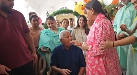 RJD leaders, workers gather to wish Lalu Prasad Yadav at 79th birthday celebrations at Patna residence RJD leaders, workers gather to wish Lalu Prasad Yadav at 79th birthday celebrations at Patna residence