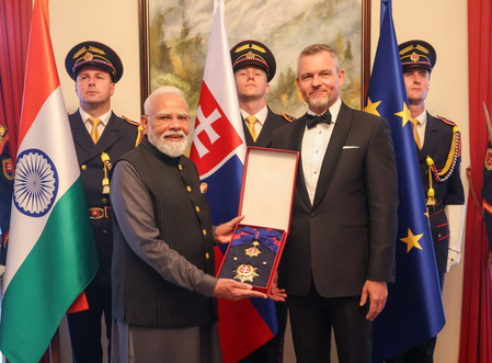 Slovakia conferred its highest honour on PM Modi Slovakia conferred its highest honour on PM Modi