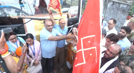 Over 9,000 Kashmiri Pandits leave Jammu for Mata Kheer Bhawani Mela in Kashmir Over 9,000 Kashmiri Pandits leave Jammu for Mata Kheer Bhawani Mela in Kashmir
