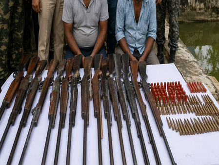 Bengal: Two Trinamool leaders held in South 24 Parganas after arms haul Bengal: Two Trinamool leaders held in South 24 Parganas after arms haul