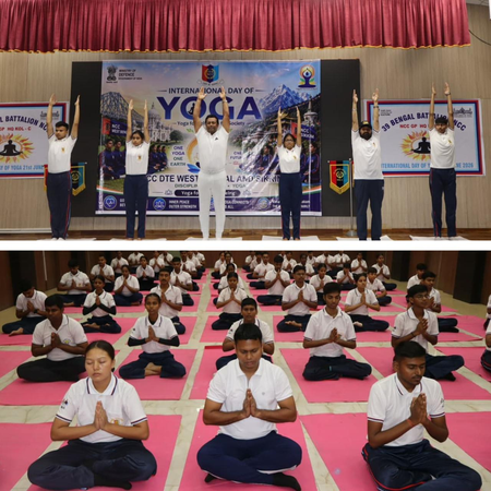 Over 65,000 NCC cadets perform yoga in Bengal, Sikkim ahead of International Yoga Day tomorrow Over 65,000 NCC cadets perform yoga in Bengal, Sikkim ahead of International Yoga Day tomorrow