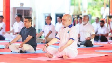 Gujarat Dy CM joins HM Amit Shah for Yoga Day session in Ahmedabad
